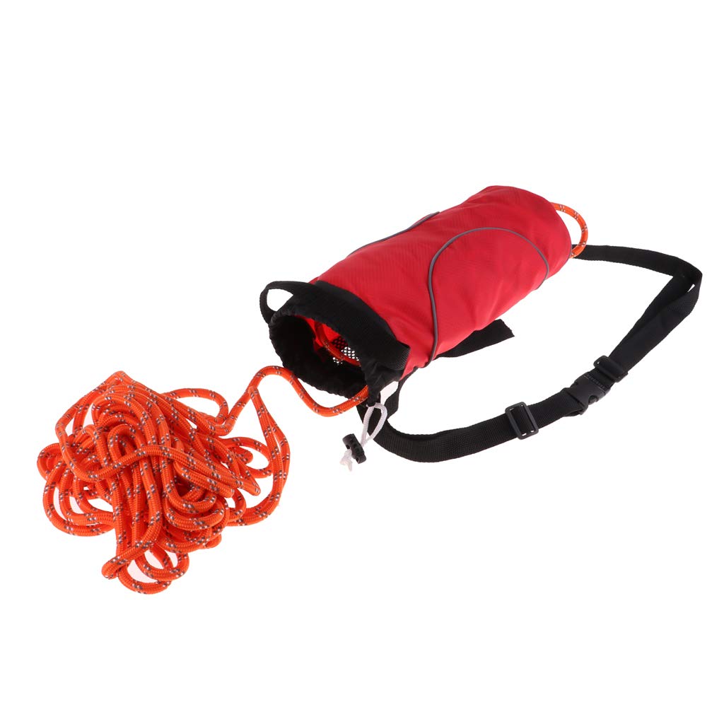 Wurfsack Rettungswurfleine/Schwimmseil Mit Tasche - 21 Meter reflektierendes Seil rot schwarz Tasche