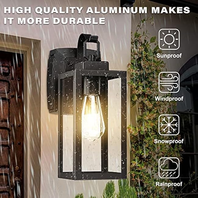 Pia Ricco Outdoor Porch Lights Outside Wall Lantern Matte Black Wall Mount Exterior Sconce
