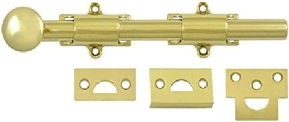 Deltana 8SB3 HD Solid Brass 8-Inch Surface Bolt, Polished Brass
