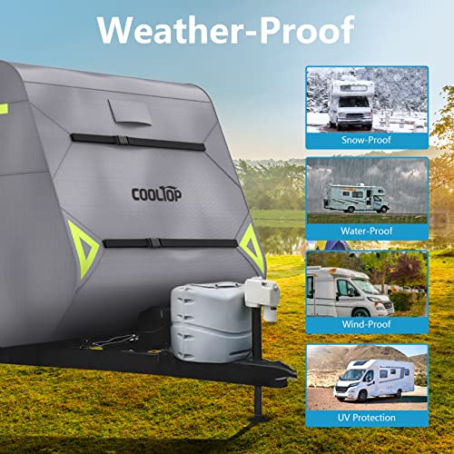 Cooltop 300D Travel Trailer Rv Cover For 28' 7" - 31' 6" Rvs, Upgraded Waterproof Camper Cover Windproof Breathable Ripstop For Jayco Rv Motorhome With Adhesive Patch & Storage Bag #TOP3