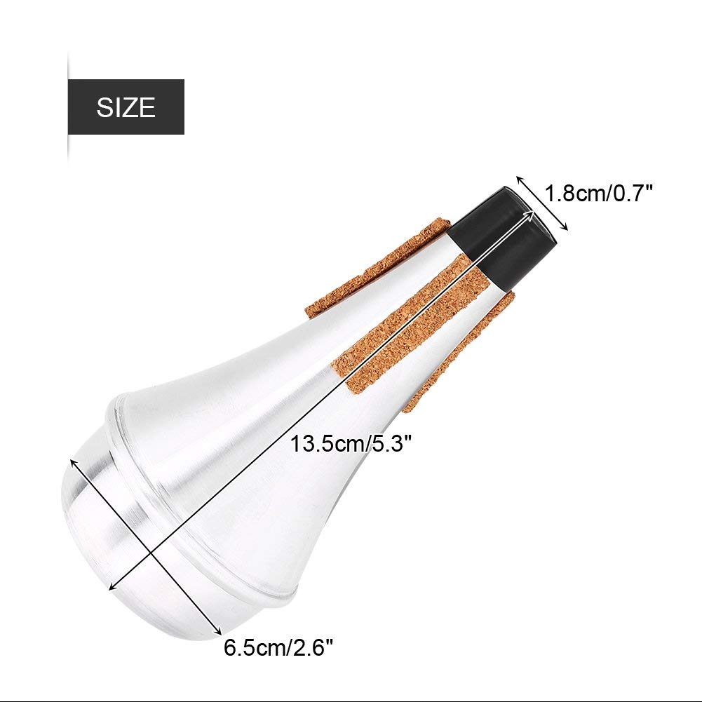 Alomejor Practice Trumpet Mute Silenciador de Trompeta Ligero para Instrumentos Musicales Mute Aleación de Aluminio Color Plata