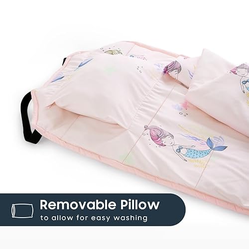 Miniatura 10 de Wake In Cloud - Tapete para siesta con almohada para niños y niñas, apto para cuna de guardería preescolar con correas elásticas en las esquinas,