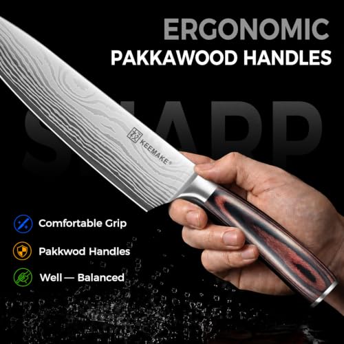 Knife Set, 15 Pieces Knife Block Set w/ Kitchen Apron and Sharpener - Image 5