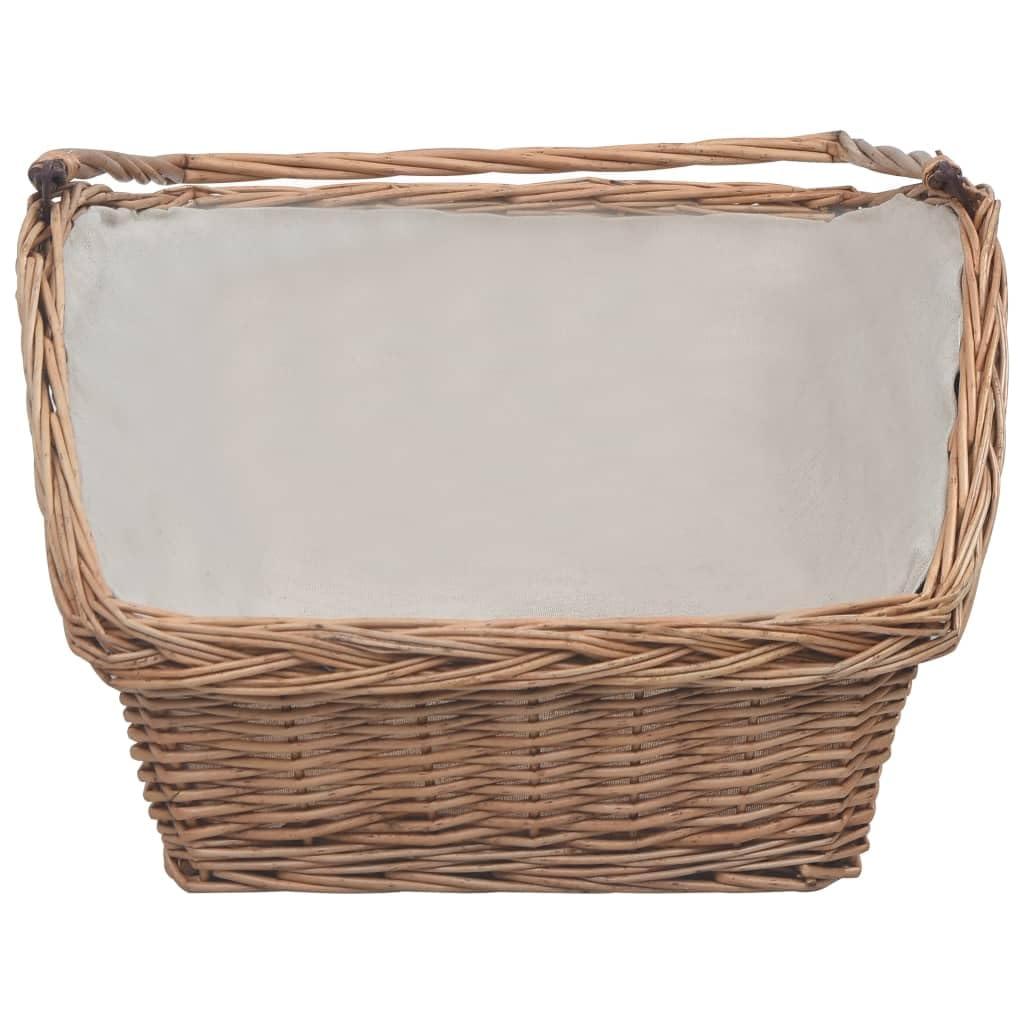 Mangloder Weiden Holzkorb mit Tragegriff, 61,5 x 46,5 x 58 cm, braun, für Brennholz, Feuerholz, Kamin, Ofen, Feuerstelle, Aufbewahrung und Lagerung innen außen