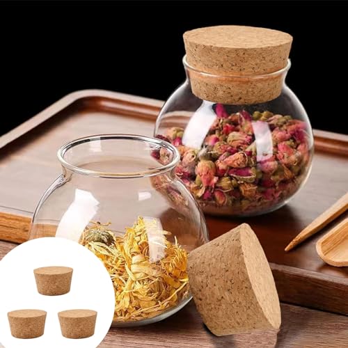 INCREWAY Konische Holzkorken, 4 Stück, konische Flaschenverschlüsse aus Holz für Weinflaschen, Ersatzkorken für Weinflaschen, Glasbehälter, 63 x 53 x 35 mm (INC-YF40-890-EU8)