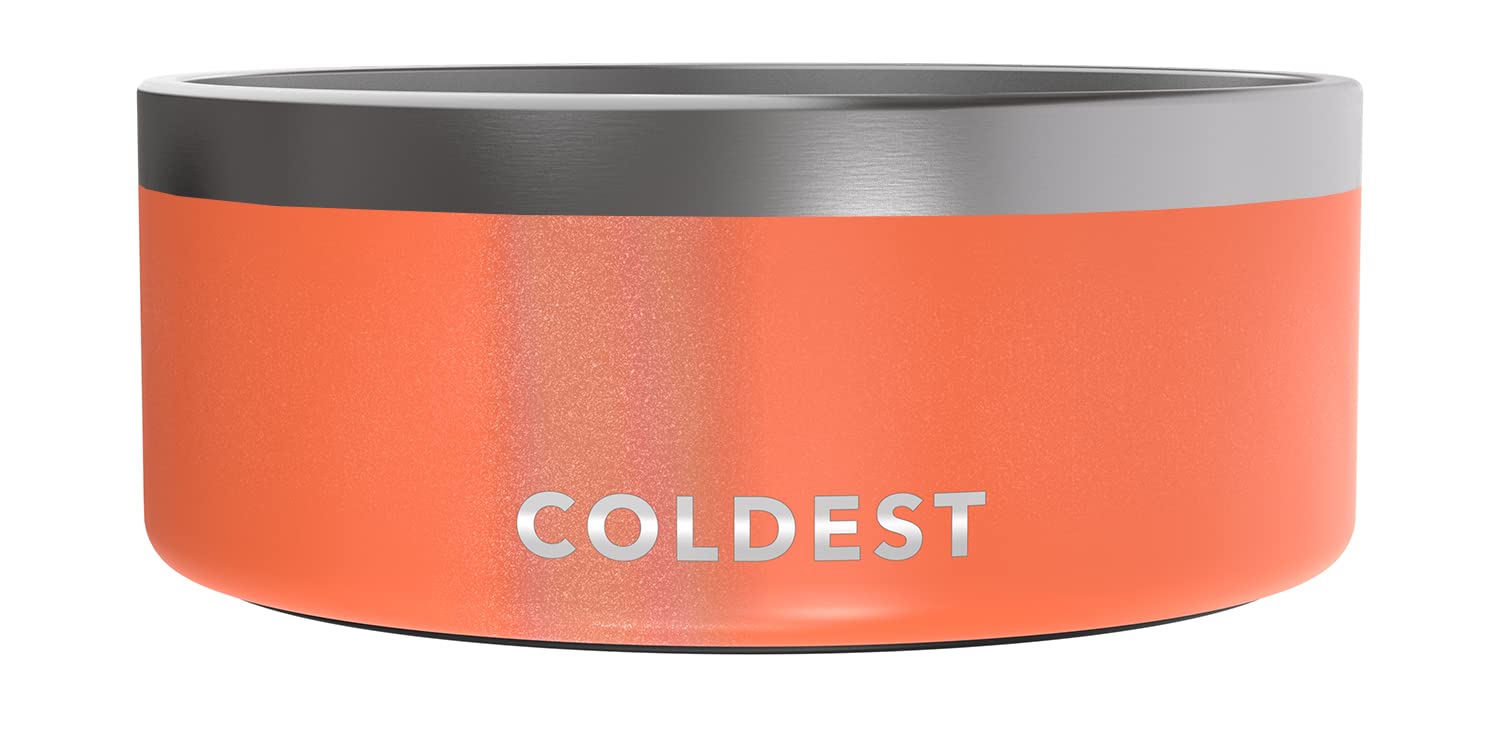 Coldest Dog Bowl, Anti Rust Metal & Non Slip Dog Bowls Large, Spill Proof Heavy Duty 3 Layers Insulated Dog Bowl, Food & Water Bowl for Dogs, Cats, Dishwasher Safe (100 oz, Candy Red Glitter)