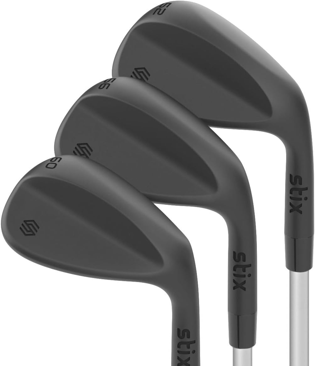 STIX Golf Wedge Set – 3-Piece Blade Style Wedges (52°, 56°, 60°) – Milled Face – Stainless Steel Shafts – Stiff Flex – Right Handed – Premium Modern Golf Clubs for Precision and Control