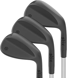 STIX Golf Wedge Set – 3-Piece Blade Style Wedges (52°, 56°, 60°) – Milled Face – Stainless Steel Shafts – Stiff Flex – Right Handed – Premium Modern Golf Clubs for Precision and Control