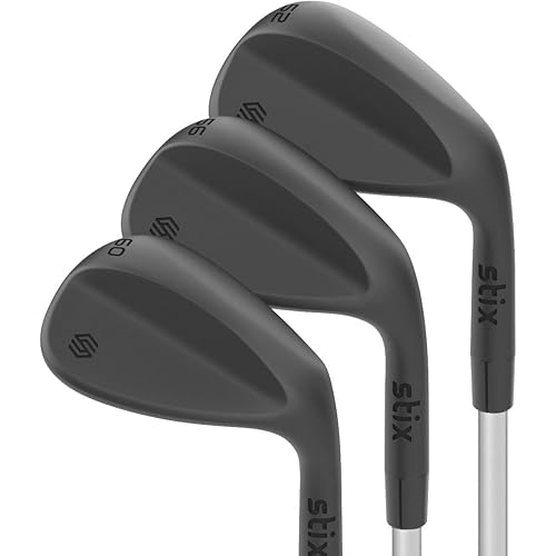 STIX Golf Wedge Set – 3-Piece Blade Style Wedges (52°, 56°, 60°) – Milled Face – Stainless Steel Shafts – Stiff Flex – Right Handed – Premium Modern Golf Clubs for Precision and Control