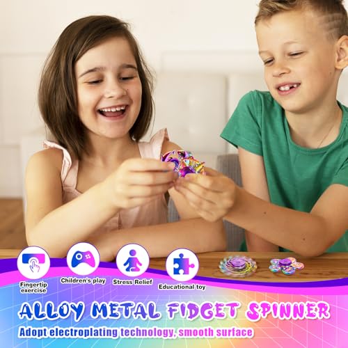 Image of 12-Pack Alloy Metal Fidget Spinners, Durable Office Desk Sensory Toys for Stress Relief & Anxiety, Cool Fidget Spinners Bulk, Fidget Toy Gift for Kids Adults, Christmas Party Favors