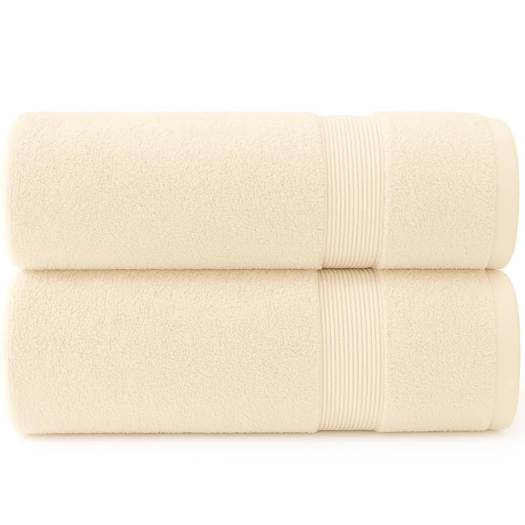 Diamond Tex Extra Large Jumbo Bath Sheet Set of 2 Hanging Loop - Cotton Ring Spun 600 GSM Quick Dry Towel - Super absorbent Large Bathroom Sheets (100 x 200 cm)