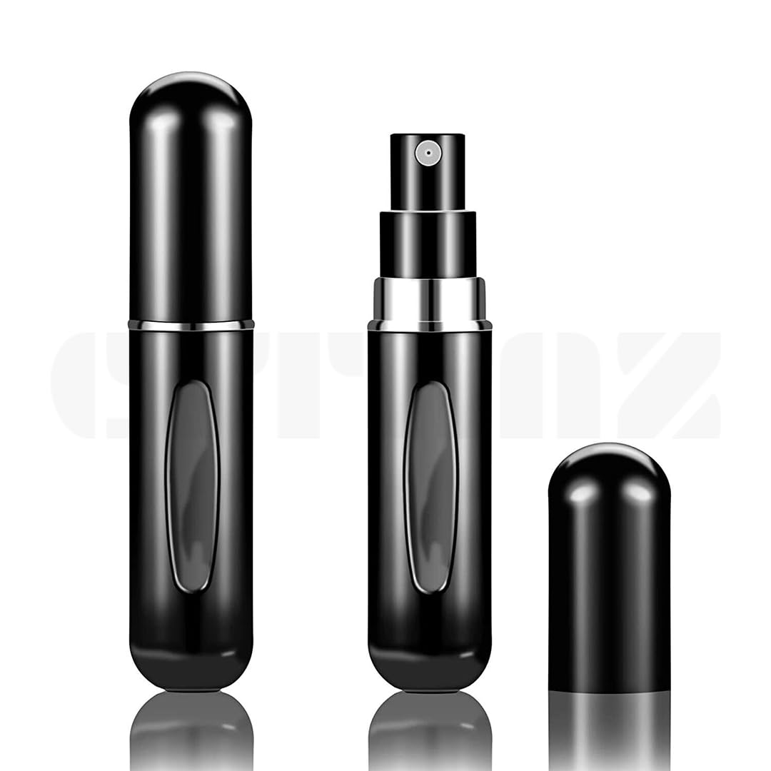 Citaaz Mini Refillable Perfume Atomizer.Flight Approved Bottles Sprayer. Atomizer Portable Perfume Scent Pump Case Fragrance Empty Spray Bottle For Traveling And Outgoing 5ml (Black)