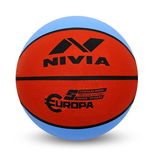 Nivia Europa/Soft Rubberized Moulded Basketball/for: Indoor Games/Ideal for: Training/Match/Suitable for Hard Surface, Wooden Flooring & Indoor Synthetic Surface/for Men/Women (Assorted) Size - 3