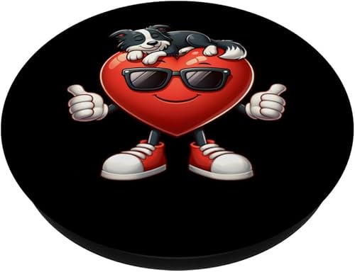 Miniatura 2 de Girls Animal Lovers Border Collie Valentine's Day Boys PopSockets Standard PopGrip