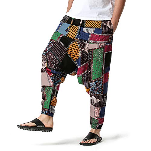 OSYS THX Mens Baggy Hippie Boho Pants Cotton Gypsy Aladdin Yoga Harem Pants