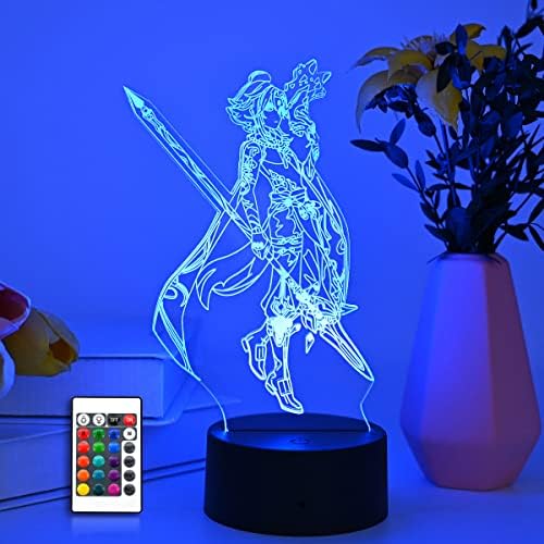 Anime Lamp Xiao Genshin Impact Figure Night Light 3D Illusion Game Light for Bedroom Decor Led Light Atmosphere Bedside Kids-Remote Control