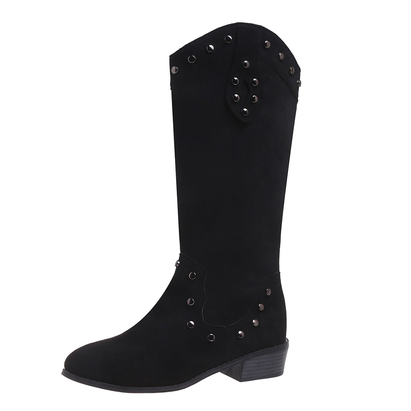 Generisch Cowboystiefel Damen Westernstiefel Herbstschuhe Overknees Stiefel Hoch Wasserdichte Schuhe Weitem Schaft Festival Cowboy Boots Vintage Stiefeletten Schlupfschuhe Blockabsatz Cowboystiefel