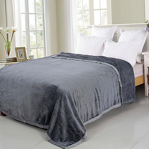 Bronze Couverture douillette en laine unie - 150 x 200 cm - Différentes couleurs (gris foncé)