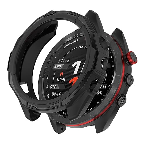 SHEAWA for Garminガーミン Approach S70 47mm ケース カバー TPUゴム 保護ケース 互換品 保護カバー 耐衝撃 アクセサリー (ブラック)