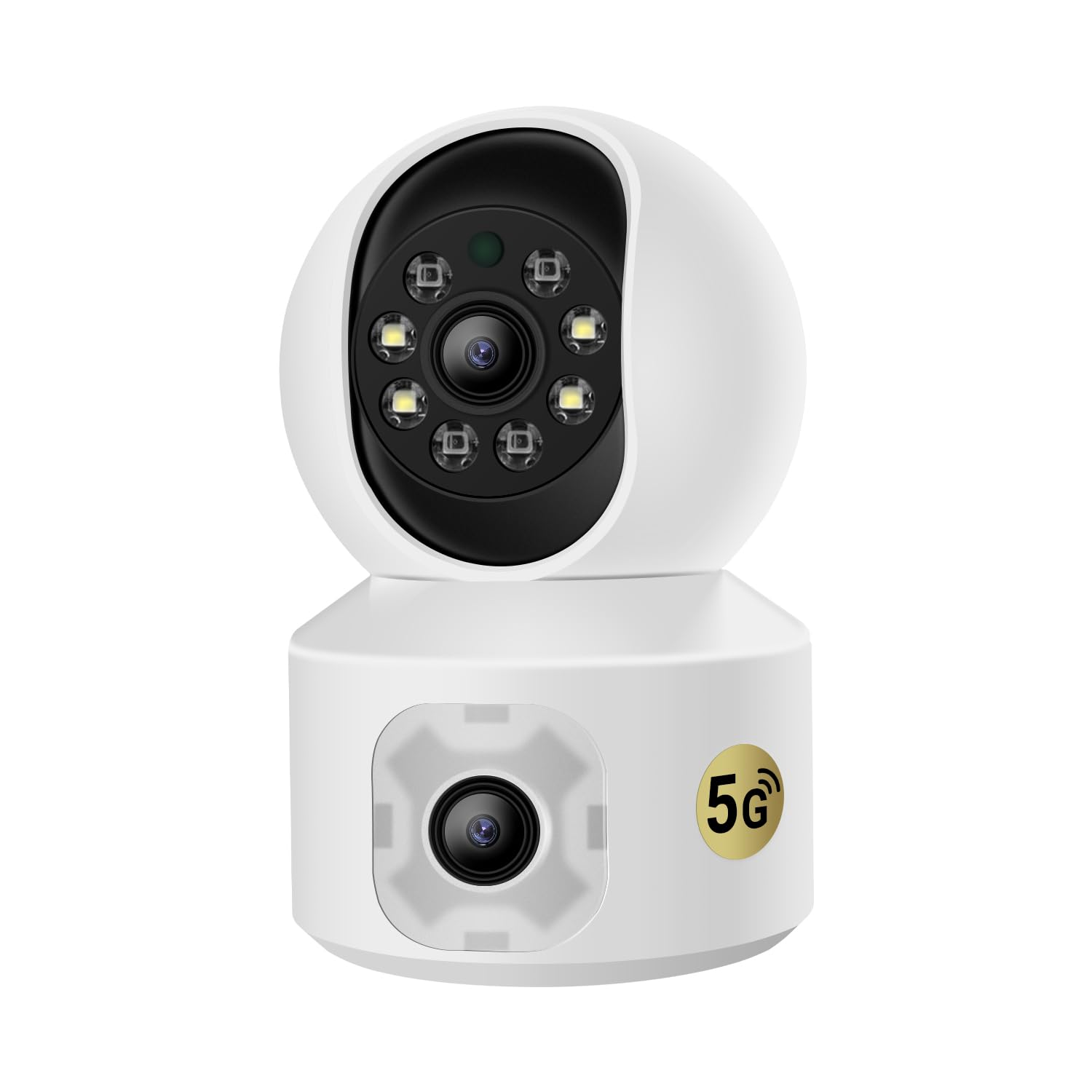 runofast 2K Indoor Security Camera,Dual Lens 5G/2.4G Wireless Camera for Baby Monitor/Pet Cam,with Smart Night Vision,Motion Detection,Two-Way Audio,Cloud & SD Card Storage