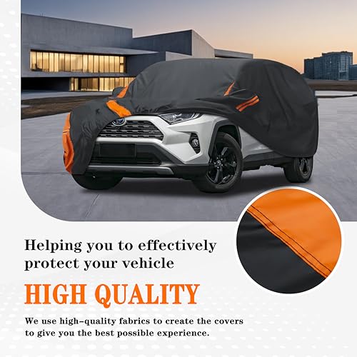 Image of in Full Exterior SUV Car Cover All Weather, Waterproof,UV Resistant, Dustproof, Fit RAV4,CRV,Tucson,Q5,CX-5,Subaru Outback,Forester,MKX,X3,Nissan Rogue etc.S2-Fit SUV Length 181-190 inches