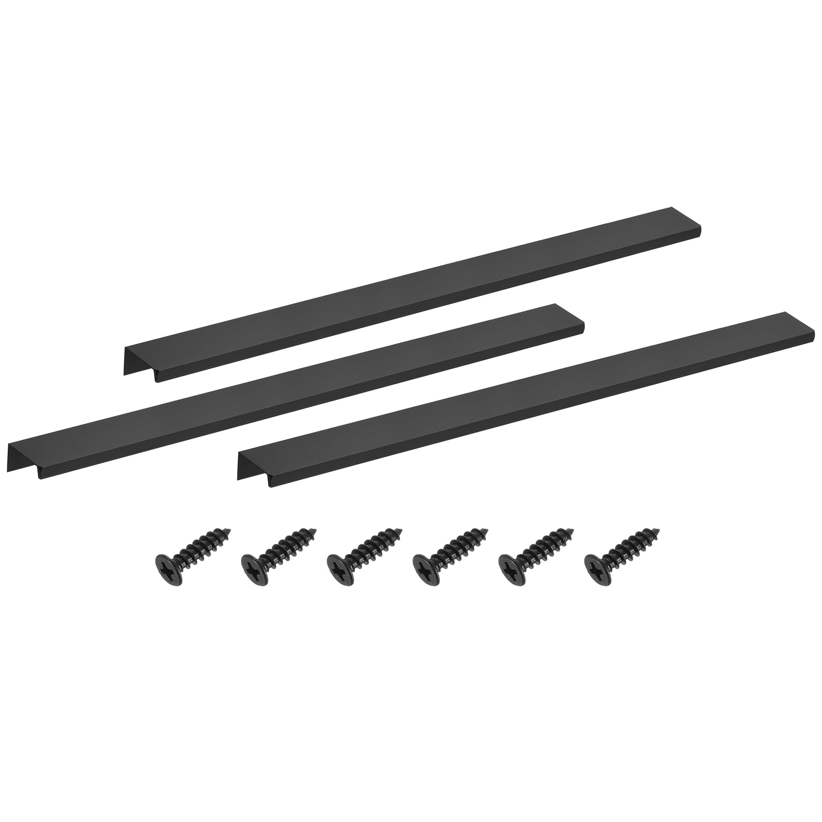 sourcing map Cabinet Finger Edge Pull, 3pcs 400mm / 15.75" Aluminum Alloy Back Mount Hidden Cabinet Pulls Concealed Handle for Home Kitchen Drawer Cabinet, Black — image 1
