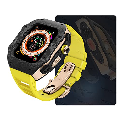 Kit de remplacement avec coque en fibre de carbone et bracelet en fluorure iWatch