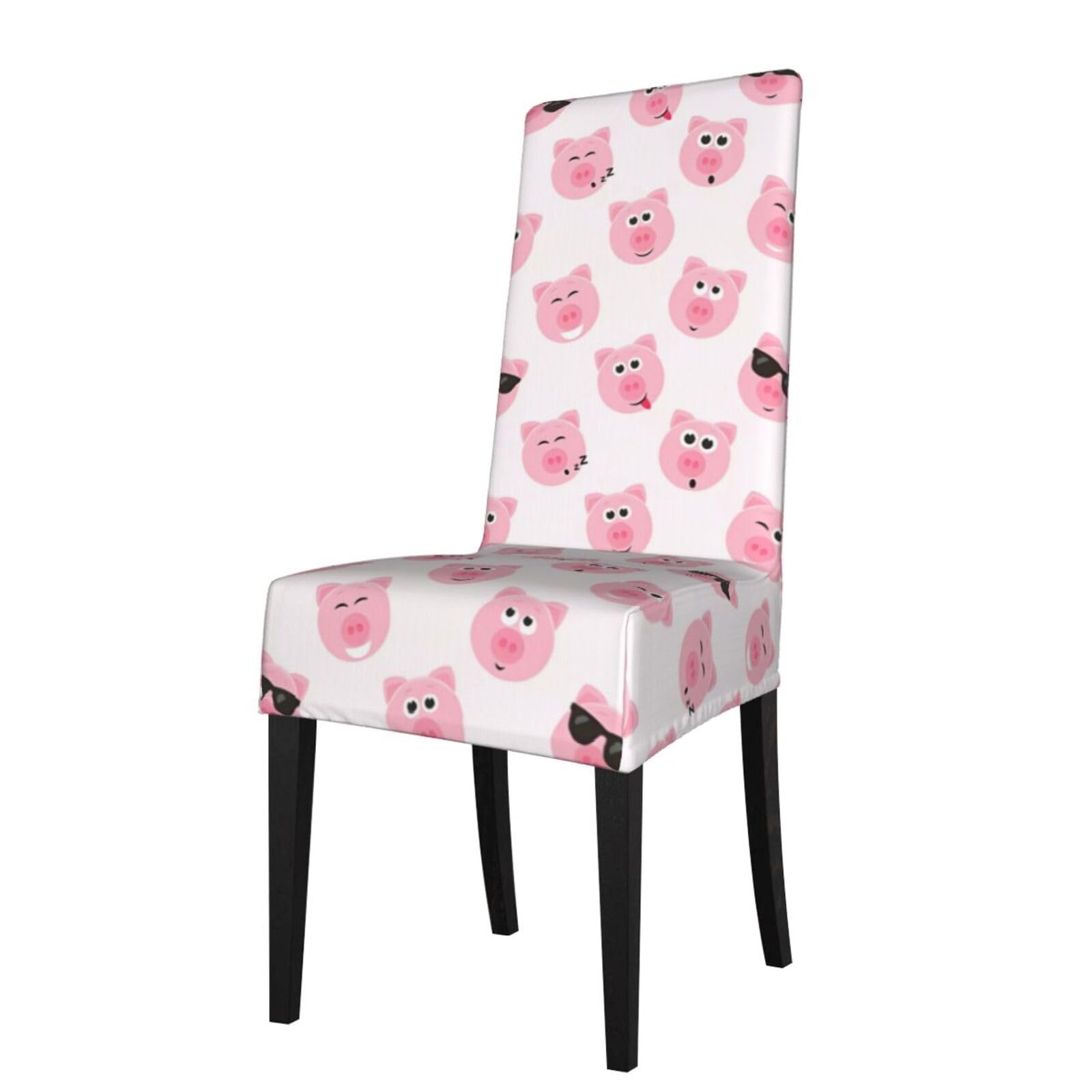 HJFCZH Funny Pink Pig Face Prints Dining Chair Throw Covers – Stretchable Polyester-Spandex Fabric for Elegant Home & Event Decor - Universal Fit & Easy Care