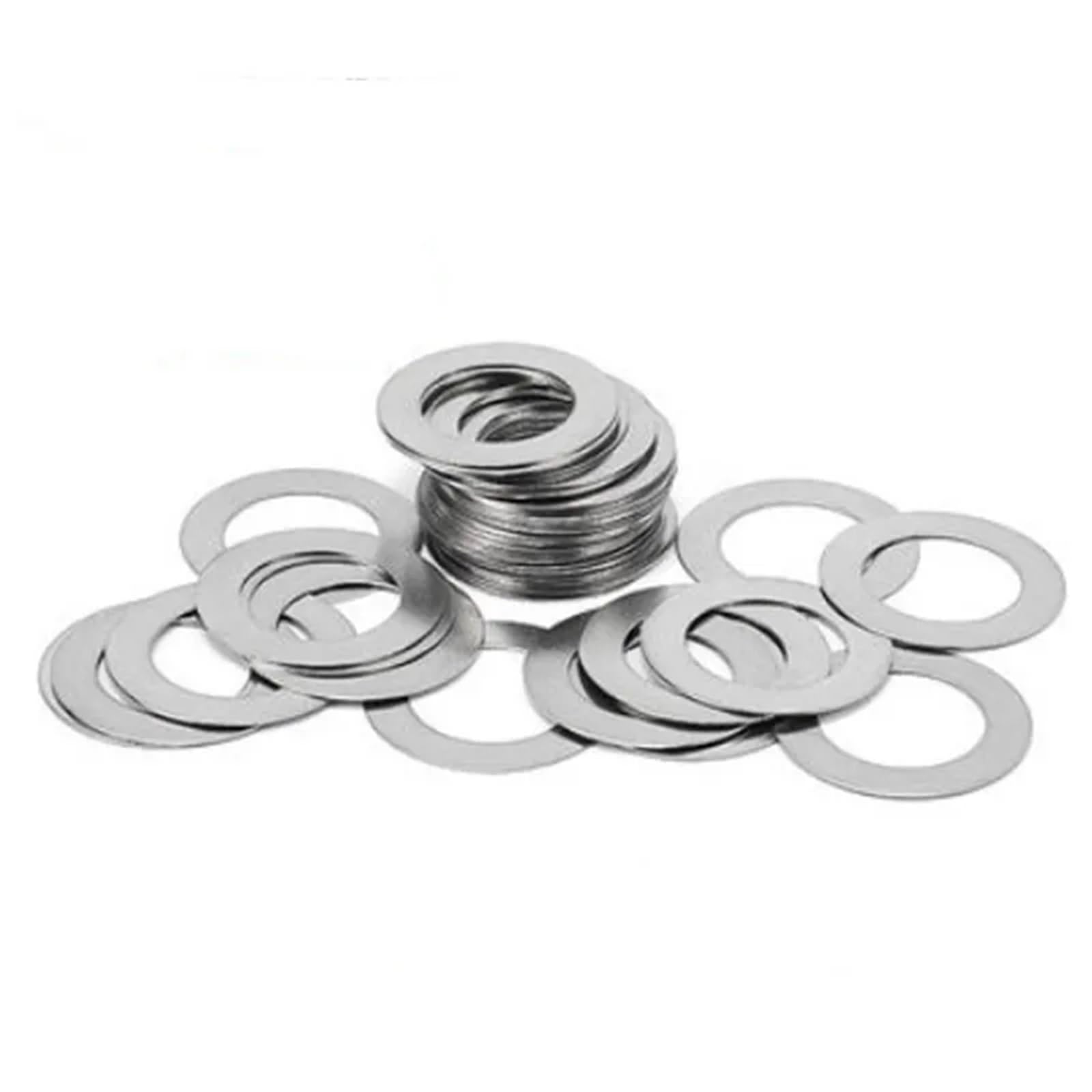 Arandelas Metalicas DIN988 M3 a M20 0,1mm .2mm .30mm .5mm Arandela plana de acero inoxidable Junta ultrafina Ajuste de alta precisión(M5x8 100pcs,1mm Thickness)