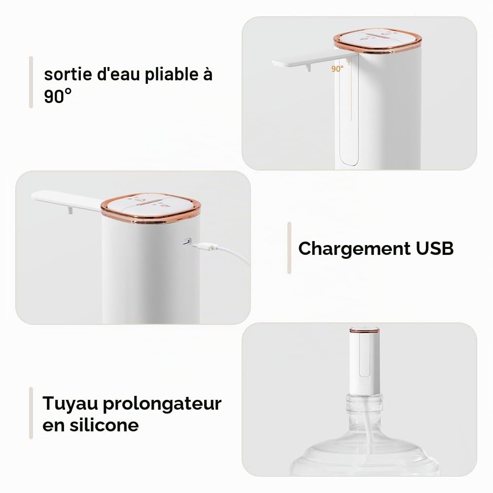 Distributeur Bouteilles d'eau Pliable électrique, Pompe à Eau Universel Automatique, Robinet Bouteilles avec 0,5m Tuyau de Silicone, pour Maison Camping Entreprise