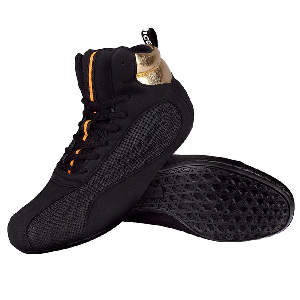 Botas De Lucha Y Boxeo para Hombres, Jóvenes Y Mujeres, Ligeras, Transpirables, Antideslizantes, para Sentadillas, Culturismo Y Entrenamiento Fitness,Negro,41 EU