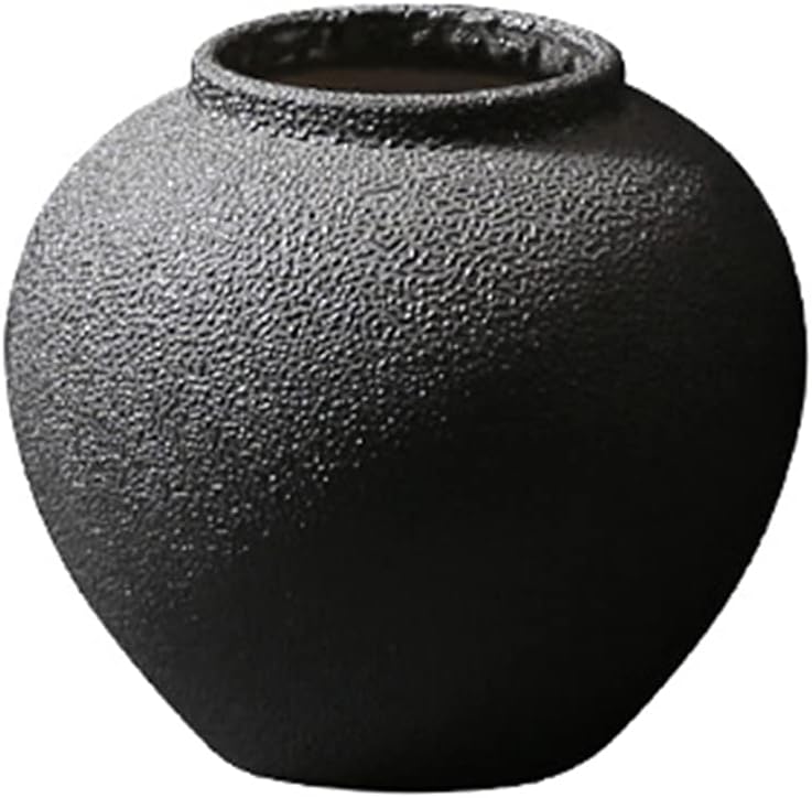 Black Ceramic Vase, Indoor Fresh Flowers Dried Flowers Decorative Vase Multiple Home Decoration Large Vase(Size:22 * 22CM)