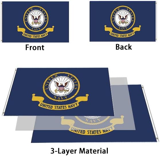 US Navy Emblem Flag Embroidered 3x5 Outdoor Double Sided United States Navy Naval Military Flags Banner 3ply Embroidered USN Flag with 2 Brass Grommets Vivid Colors Waterproof - Image 6