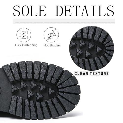 Men's Leather Buckle Strap Platform Loafers Classic Round Toe Anti-Slip Lug Sole Chunky Slip-On Loafers for Business Office Formal Shoes4