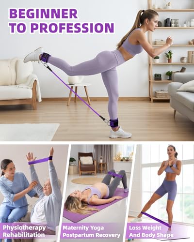 Image of Resistance Bands Set - Resistance Band and Adjustable Ankle Exercise Bands with Cuffs Great Equipment for Training, Working Out, Yoga,Home Gym with Training Guidance & Carry Bag,Set of 8