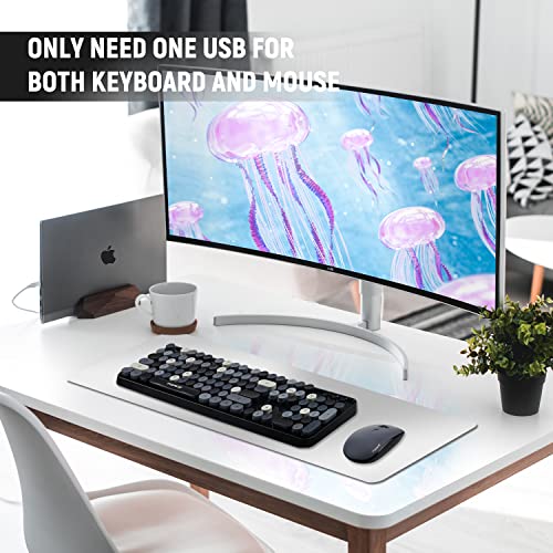Image of FOPETT Wireless Keyboard and Mouse Combo, 104 Keys Full-Sized 2.4 GHz Round Keycap Colorful Keyboards, USB Receiver Plug and Play, for Windows, Mac, PC, Laptop, Desktop (Grey)