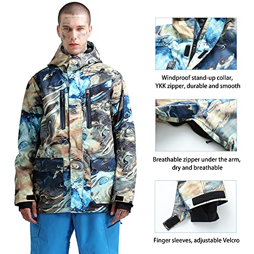 Men's Ski Jacket Snow Coat Waterproof Snowboard Jacket Windproof Insulated Snow Jacket Hooded Warm,Blue M #TOP2