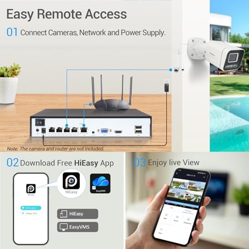 Bild 1 - 4K NVR 10-Kanal-Überwachungssystem Rekorder+4 Port POE, 10CH-Sicherheits-NVR,einfache Fernansicht,P2P-Bewegungserkennung,unterstützt bis zu 10x4K IP-Kameras(Enthält Keine Festplatte)