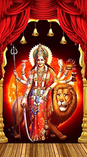 Image of MATA Rani /Durga MATA Curtain 7 feet Long Set of 1 Pc for Mandi, Pooja Room, Temple, Home