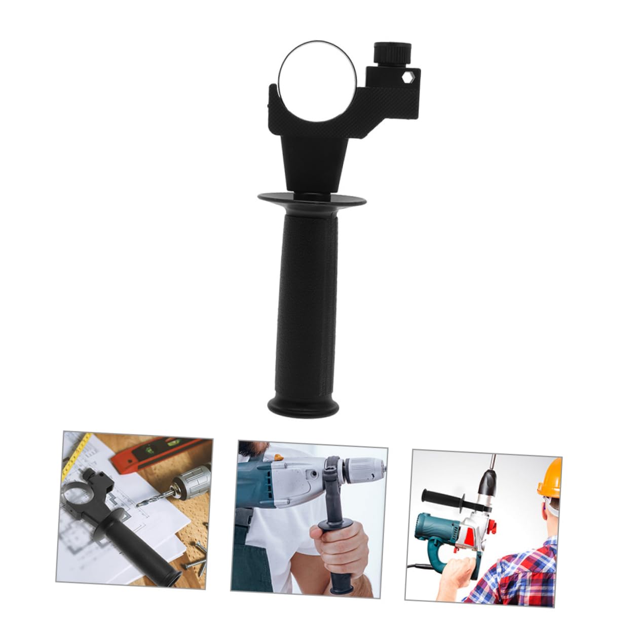 Uonlytech 4pcs Sturdy Side Grip Sturdy Electric Hammer Handle Black Daily Use Side Grip Impact Drill Supply Plastic