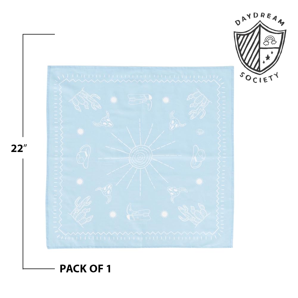 Daydream Society Yeehaw - Bandana - Sun Design - Bandana in Blue and Sun Pattern - Pack of 1 Bandana - For Birthdays, Cowboy Parties and more