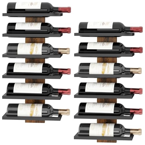 Hoctieon 2-Set 6 Tier Wall Mount Wine Rack