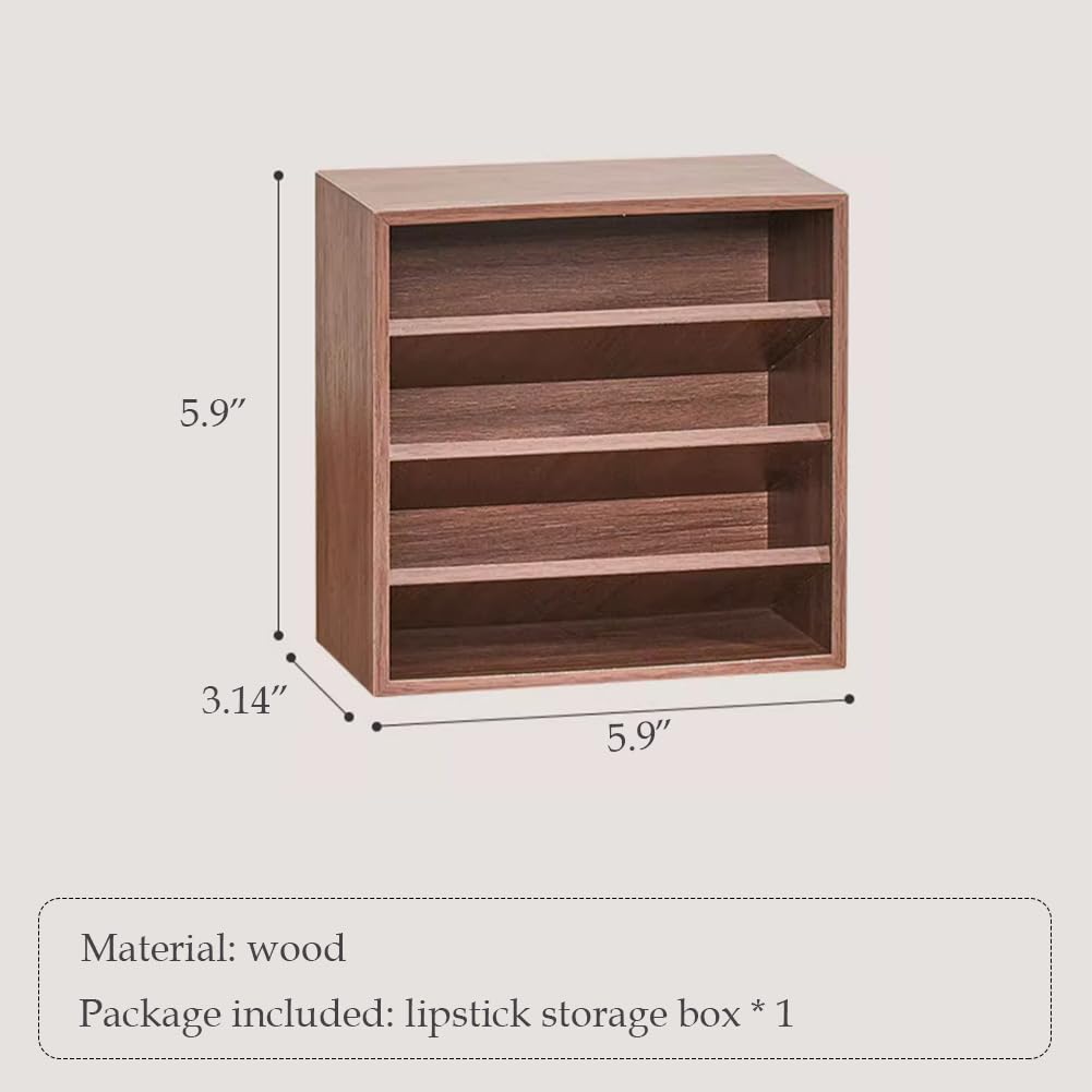 WAYUTO Organizer per rossetti in legno a 4 livelli, supporto per rossetto da scrivania, organizer per lucidalabbra, cosmetici e oli essenziali
