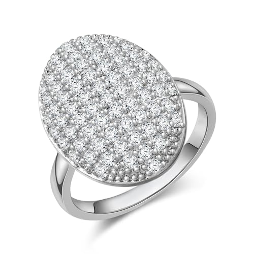 LILIE&WHITE Silver Oval Rings for Women With Cubic Zircon Wedding rings Fashion ring ring Promise Rings For Her Size 9