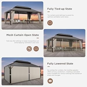 Green party 12 x 20ft hardtop gazebo with nettings and curtains heavy duty double roof galvanized steel outdoor aluminum gazebos pergolas for patios backyard deck garden lawns  urban country home decor