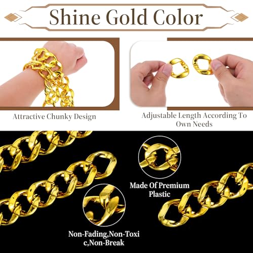 6 PCS Costume Rapper Chain,Hip Hop Chain Fake Necklace,Fake Gold Chains Necklace,Big Gold Chains Necklaces,Big Chunky Faux Rapper Chaine,for Men Women 80s 90s Jewelry Punk Style Costume Accessory3