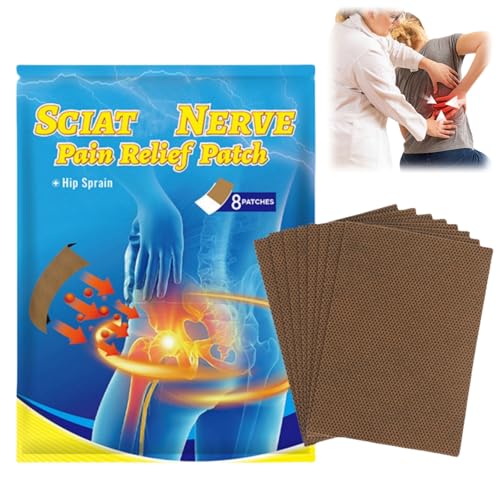 8PCS Scia/tica Pain Relief Patches,Nerve Relief Products,Sci/atica Pa/in Relief Products,Pain Relief Plaster for Scia/tic,Her/bal Patches for Sciatic Nerve,Nerve Pain Relief,Sheets Pain Reducing Patch