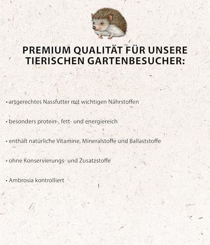 Dehner Natura Igel-Menü | artgerechtes Igelfutter, Nassfutter, vollwertiges Alleinfutter, Spezialfutter | Ganzjahresfütterung, Überwinterung | proteinreich | 16 x 100 g