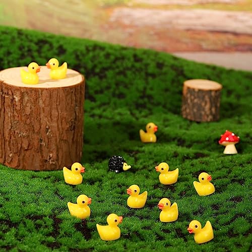 Halinuia 200 Stück Mini Enten Harz Kleine Gelb Enten Mini Duck Figuren Miniatur Enten Deko für Aquarium Miniaturgarten Puppenhaus Handwerk Landschaftsgärten Bonsai Fischbecken