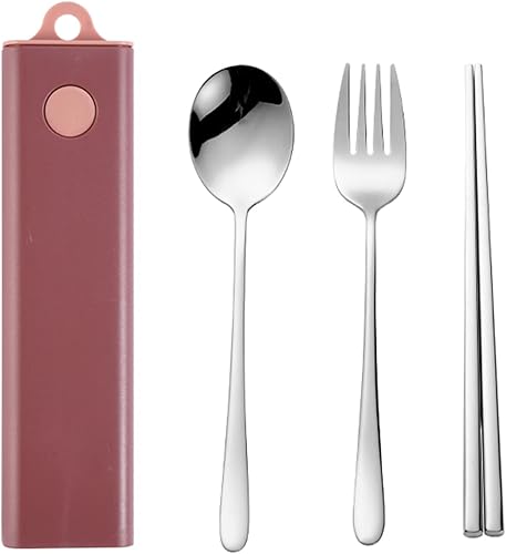 Miniatura 9 de Muka Juego de 3 cubiertos portátiles de acero inoxidable, utensilios para viajescampamentostrabajo, color azul